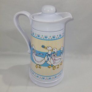 Coffee Carafe 10" Vintage 80s Blue Ribbon Goose Thermal Hot Drink Tea Warmer